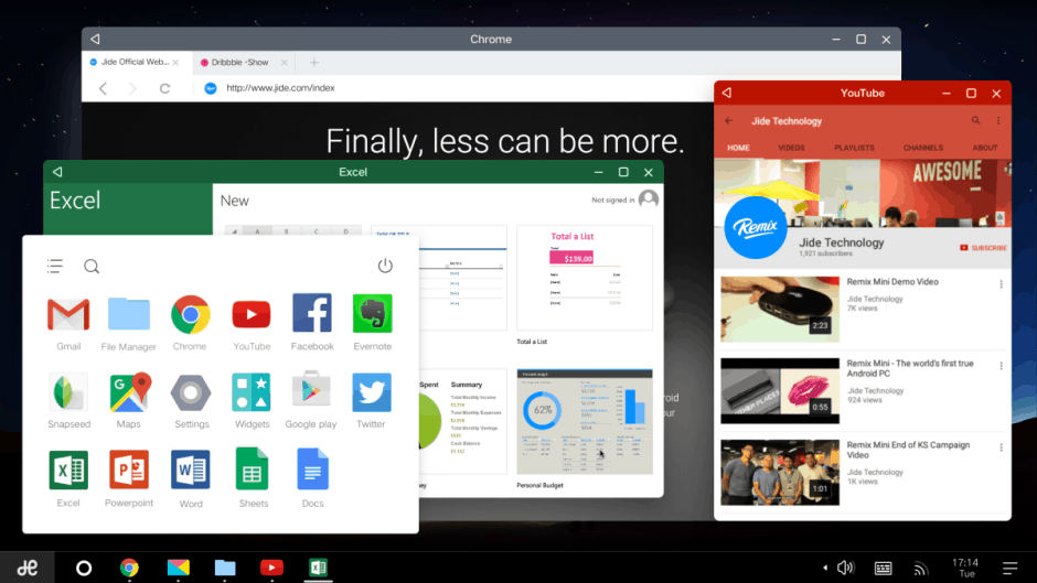 Multiple_windows1 940x529 Remix OS has a dedicated desktop UI. Photo: Jide