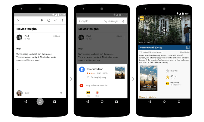 Google Now on Tap f Now on Tap in action. Photo: Google