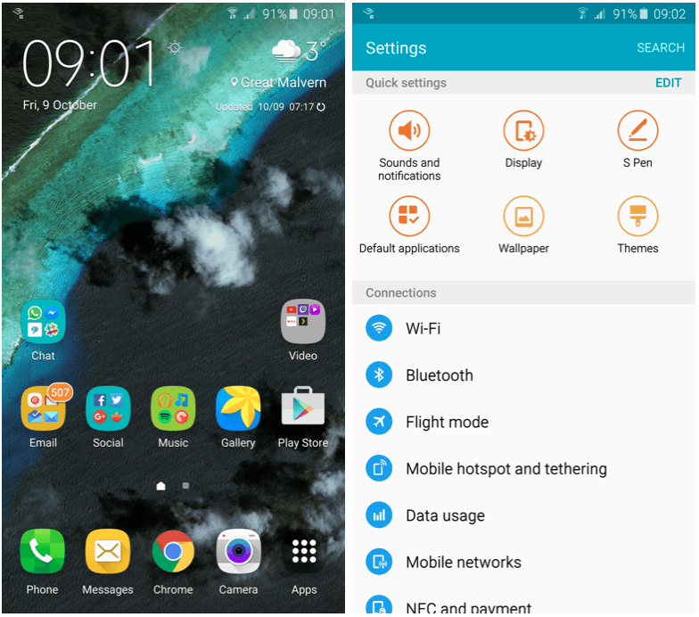 TouchWiz is more customizable on Note 5. Screenshots: Killian Bell/Cult of Android