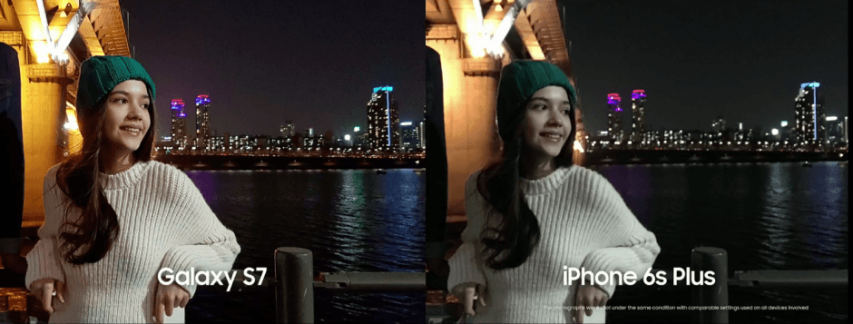Galaxy S7 vs iPhone 6s Plus 940x357 Galaxy S7 vs. iPhone 6s Plus in low light. Photo: Samsung
